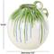 10.5" White Ceramic Vase with Green & Blue Drip Design & Handles